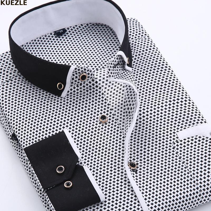 프린트 셔츠 4XL 남성 드레스 셔츠, 새로운 도착 긴 소매 슬림핏 버튼 다운 칼라 고품질 프린트 비즈니스 셔츠 2020